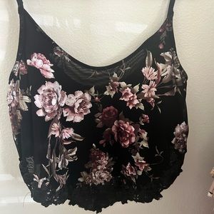 ZARA mesh floral print top